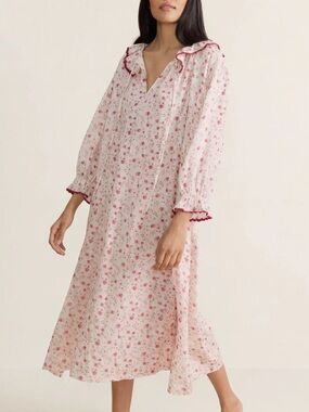 If Only If Women’s Carey Nightdress In Damson Floral Nightgown Gown XS S 2 4 6